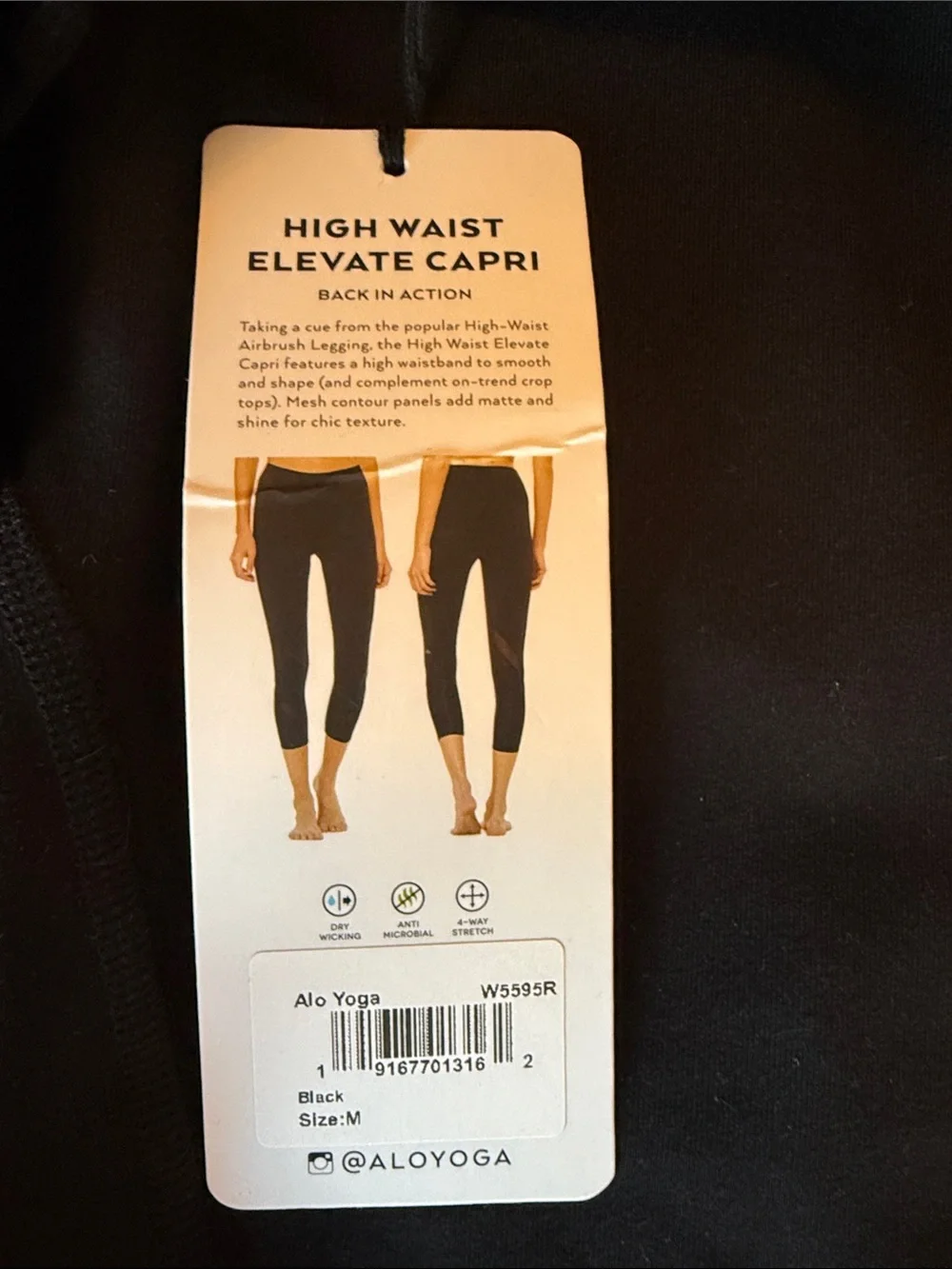 ALO Yoga Kids Black Performance Leggings with Mesh Insets